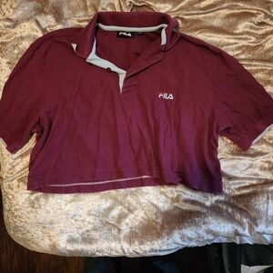 Reworked purple vintage Fila crop top